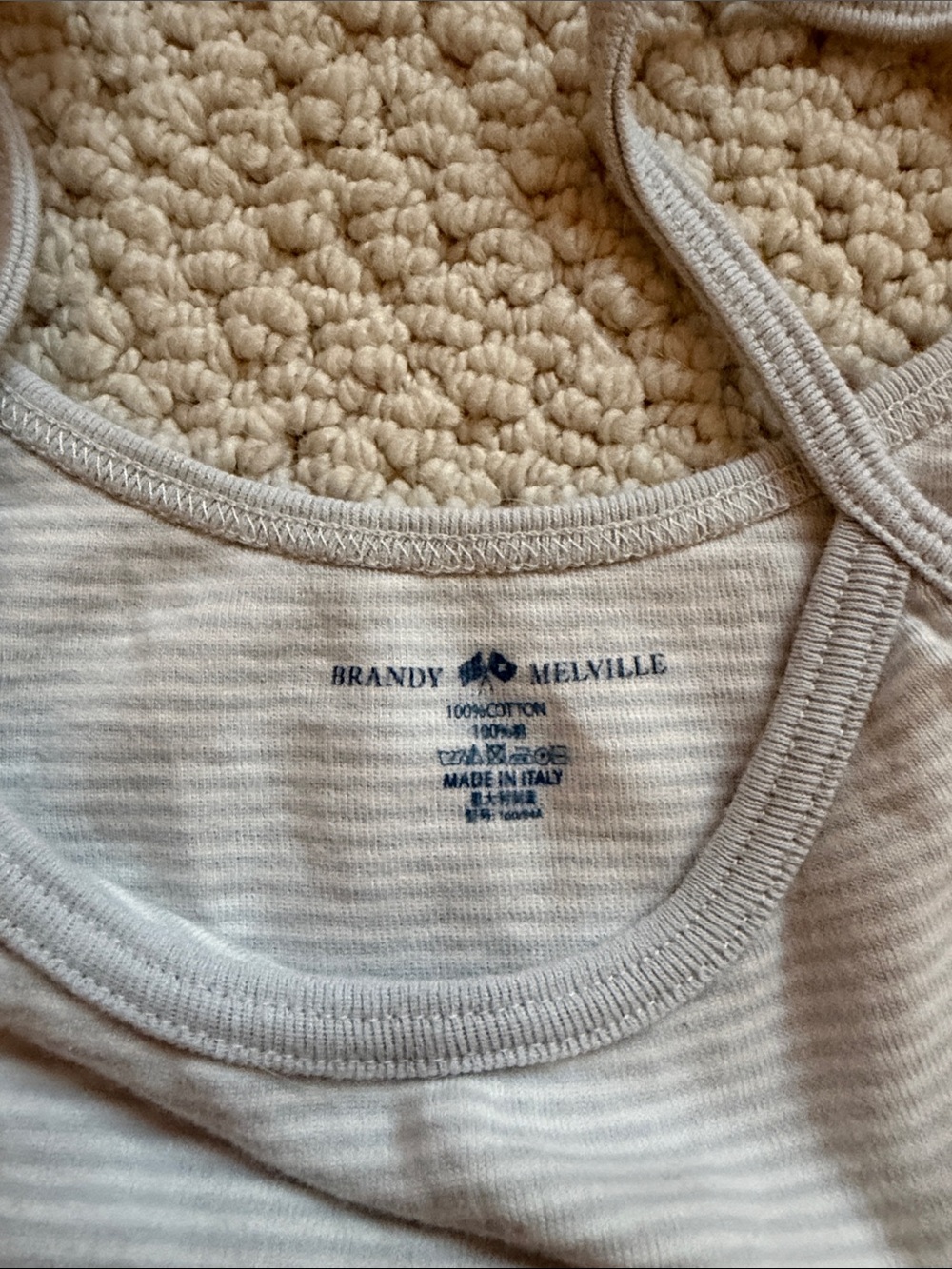 Brandy melville 3 pack shirts, navy t shirt, blue striped tank, grey tank - Picture 3 of 4